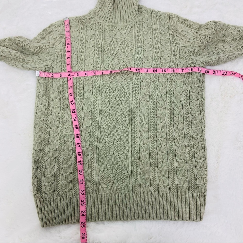 Croft & Barrow pastel green chunky knitted cotton turtleneck Sweater size XL - Picture 9 of 9